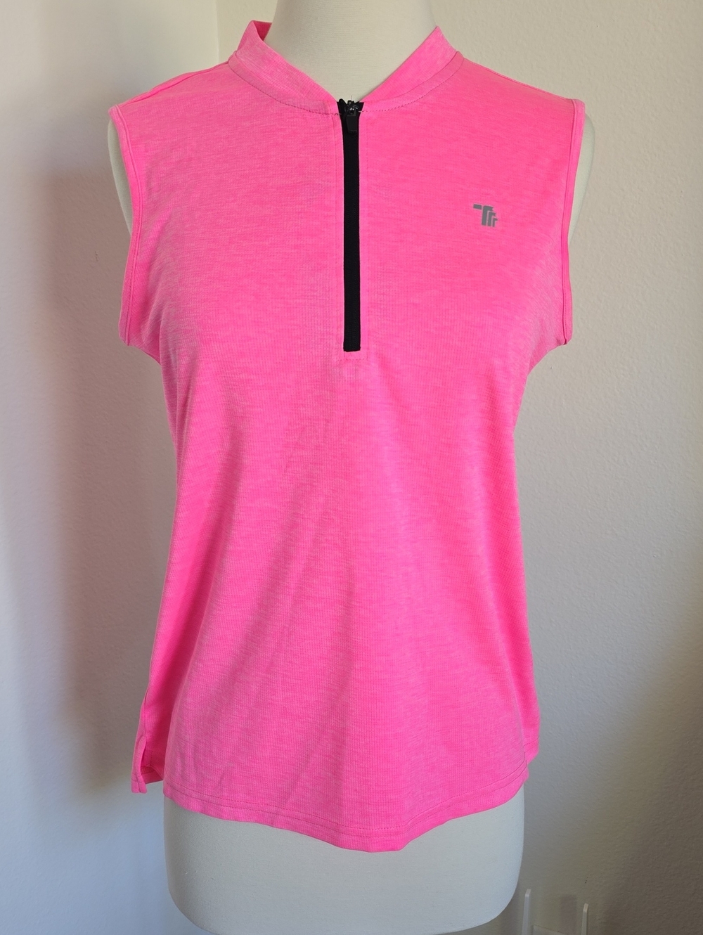 Pink Sleeveless Zip-Front Golf Polo